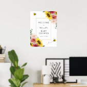 Sonnenblumen, Rose und Bienen Babydusche Empfang Poster (Heimbüro)