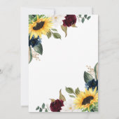 Sonnenblumen Rose und Magnolia Rustikale Hochzeit Einladung (Rückseite)