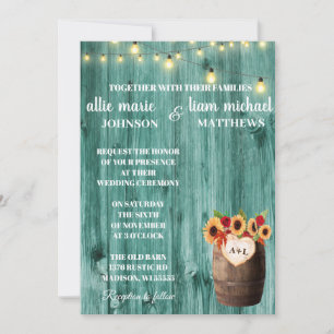 Sonnenblumen & Rose Whiskey Barrel Hochzeit Einlad Save The Date