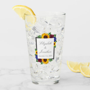 Sonnenblumen-Rosen-Blumenhochzeit Glas