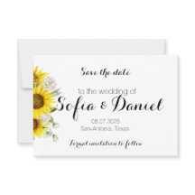 Sonnenblumen-Rosen-Hochzeitsfoto Save The Date Kar
