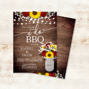 Sonnenblumen Rosen Mason Jar I Do BBQ Verlobung Einladung