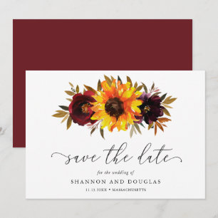 Sonnenblumen-Rosen-Rustikale-Herbst-Blumen-Elegant Save The Date