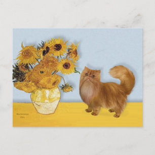 Sonnenblumen - Rote Perserkatze Postkarte