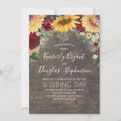 Sonnenblumen Rote Rosen Daisies Rustikale Hochzeit Einladung (Vorderseite)