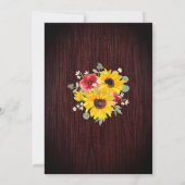 Sonnenblumen Rote Rosen Lights Wood Wedding Einladung (Rückseite)