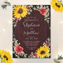 Sonnenblumen Rote Rosen Lights Wood Wedding