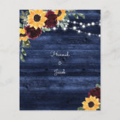 Sonnenblumen Rote Rosen Navy Budget Einladung Hoch (Rückseite)