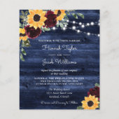 Sonnenblumen Rote Rosen Navy Budget Einladung Hoch (Vorderseite)