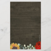 Sonnenblumen Rote Rosen Rustikales Graues Hochzeit (Rückseite)