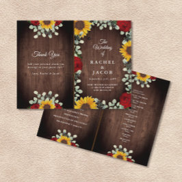 Sonnenblumen Rote Rosen Rustikales Hochzeitsprogra