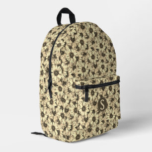 Sonnenblumen-Rucksack im Vintage-Look mit Sepia-To Bedruckter Rucksack