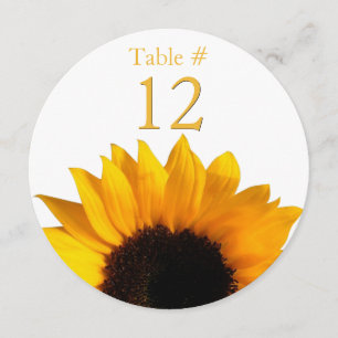Sonnenblumen-Runde-Hochzeit-Tischnummernkarte Einladung