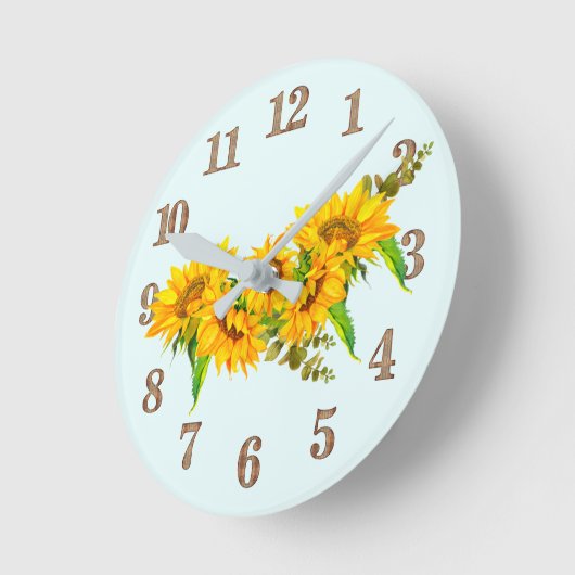 Sonnenblumen Runde Wanduhr (Winkel)
