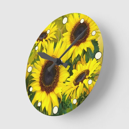 Sonnenblumen Runde Wanduhr (Winkel)