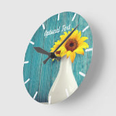 Sonnenblumen Runde Wanduhr (Winkel)