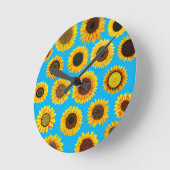 Sonnenblumen Runde Wanduhr (Winkel)