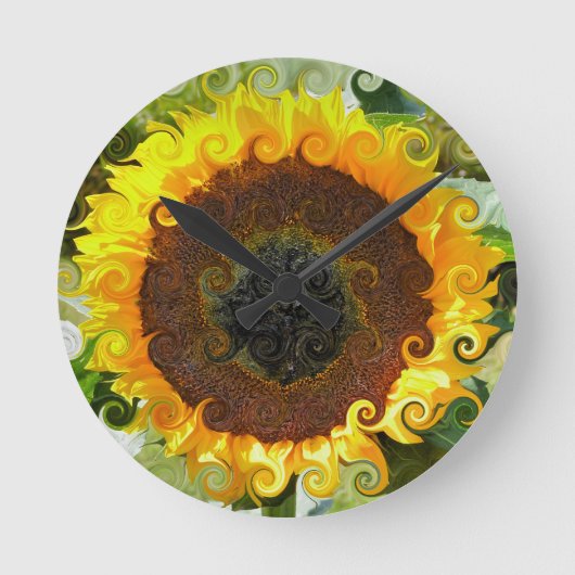 SONNENBLUMEN RUNDE WANDUHR (Vorderseite)