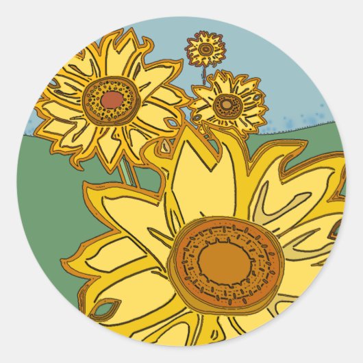 Sonnenblumen Runder Aufkleber (Vorderseite)