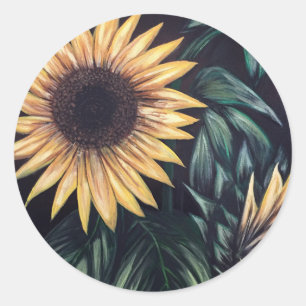 Sonnenblumen Runder Aufkleber