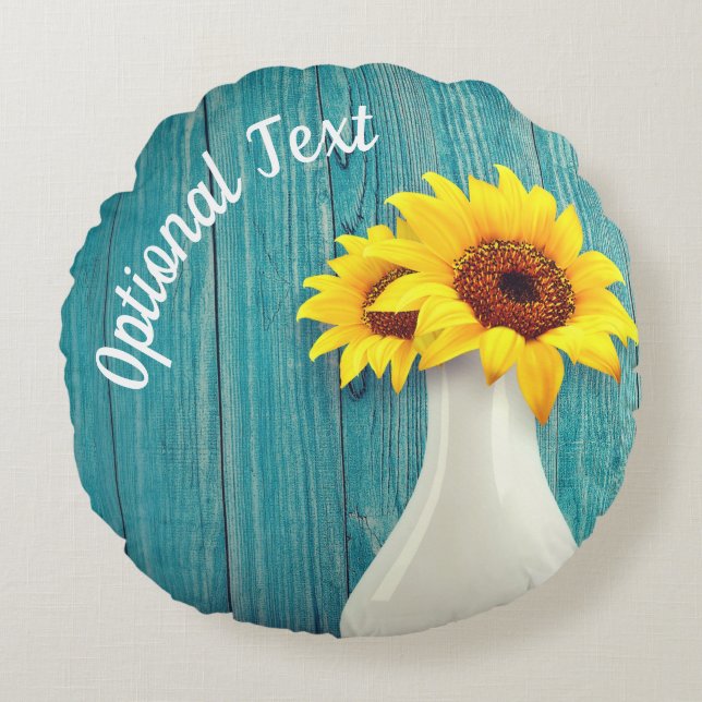 Sonnenblumen Rundes Kissen (Vorderseite)