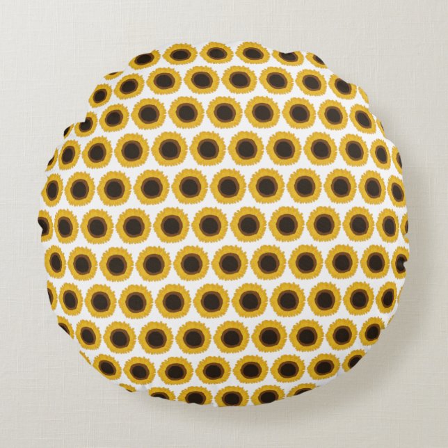 Sonnenblumen Rundes Kissen (Vorderseite)