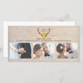 Sonnenblumen Rustic Deer Antlers Wedding Vielen Da Dankeskarte (Vorne/Hinten)