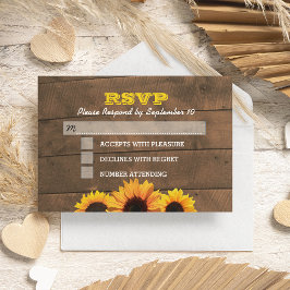 Sonnenblumen & Rustic Wood Wedding RSVP Card Karte
