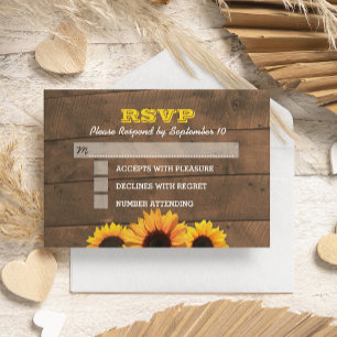 Sonnenblumen & Rustic Wood Wedding RSVP Card Karte