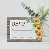 Sonnenblumen Rustic Wood Wedding Website QR Code R RSVP Karte (Stehend Vorderseite)