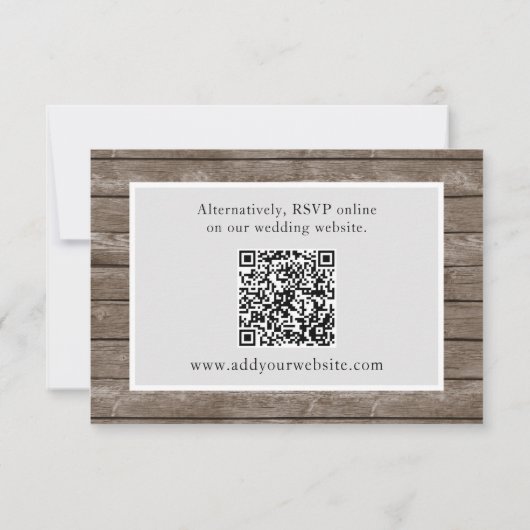 Sonnenblumen Rustic Wood Wedding Website QR Code R RSVP Karte (Rückseite)