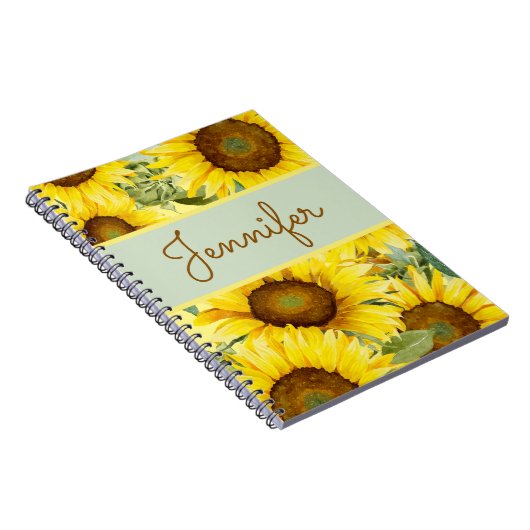 Sonnenblumen Rustikal Gelb Braun Wasserfarbe Custo Notizblock (Rechte Seite)