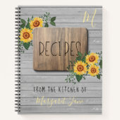 Sonnenblumen Rustikal | Rezeptbuch für Familienmon Notizblock (Vorderseite)