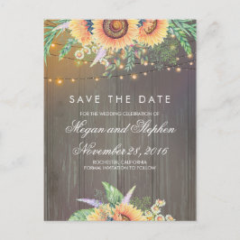 Sonnenblumen rustikal Save the Date Ankündigungspostkarte