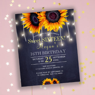 Sonnenblumen rustikal schicke 16 . Geburtstag Einl