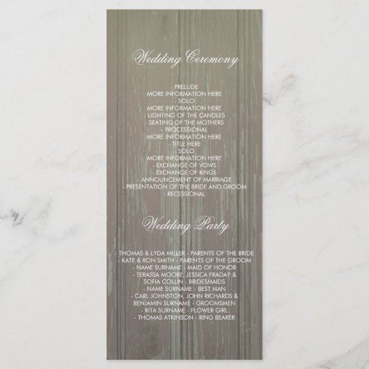 Sonnenblumen Rustikale Brauerei Hochzeiten Program Programm (Rückseite)