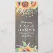 Sonnenblumen Rustikale Brauerei Hochzeiten Program Programm (Vorderseite)