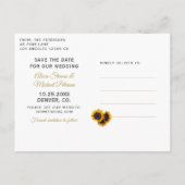 Sonnenblumen rustikale, elegante Save the Date Hoc Ankündigungspostkarte (Rückseite)