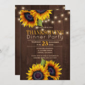 Sonnenblumen rustikale Erntedank Party Einladung (Vorne/Hinten)