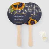 Sonnenblumen rustikale Gastgeschenk Hochzeit Fächer (Vorne und Hinten)