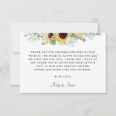 Sonnenblumen Rustikale Hochzeit Dankeskarte (Rückseite)