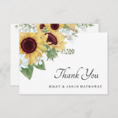 Sonnenblumen Rustikale Hochzeit Dankeskarte (Vorne/Hinten)