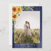 Sonnenblumen Rustikale Hochzeit Einladung (Rückseite)