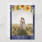 Sonnenblumen Rustikale Hochzeit Einladung (Rückseite)