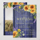 Sonnenblumen Rustikale Hochzeit Einladung (Vorne/Hinten)