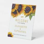Sonnenblumen rustikale Hochzeit Gold Drehbuch Begr Sockelschild (Vorderseite)