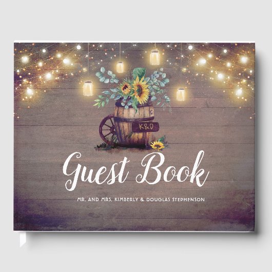 Sonnenblumen Rustikale Hochzeit im Herbst Gästebuch (Vorderseite)