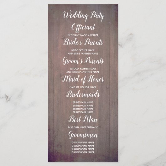 Sonnenblumen Rustikale Hochzeit im Herbst Programm (Rückseite)