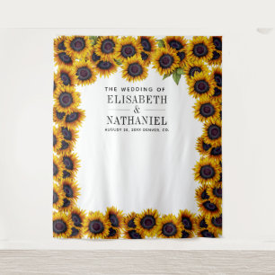 Sonnenblumen rustikale Hochzeits-Fotobooth-Kulisse Wandteppich