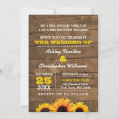 Sonnenblumen & Rustikale Hochzeitsfeier Einladung (Vorderseite)